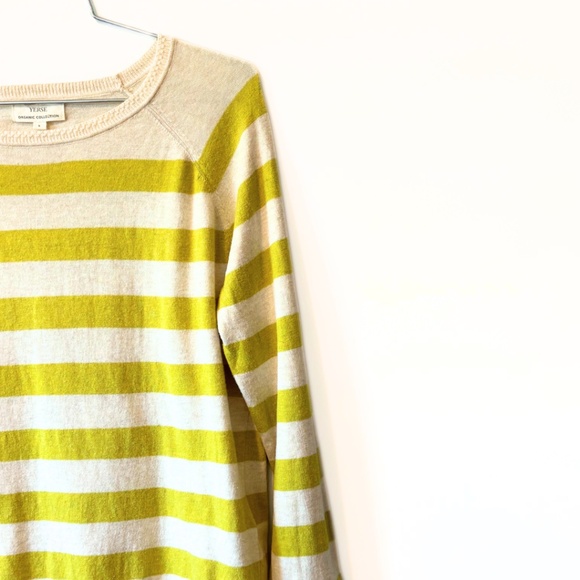 Yerse Basic Mustard Yellow Striped Organic Cotton Sweater Size S - Picture 3 of 8